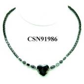 Hematite Heart Pendant Beads Stone Chain Choker Fashion Women Necklace